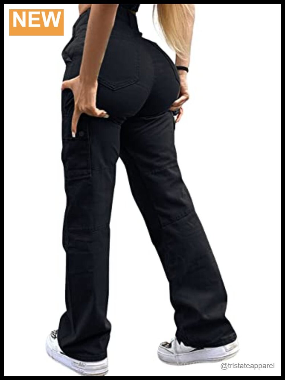 Women's Cargo Jeans High Rise Straight Leg Cotton Blend Casual